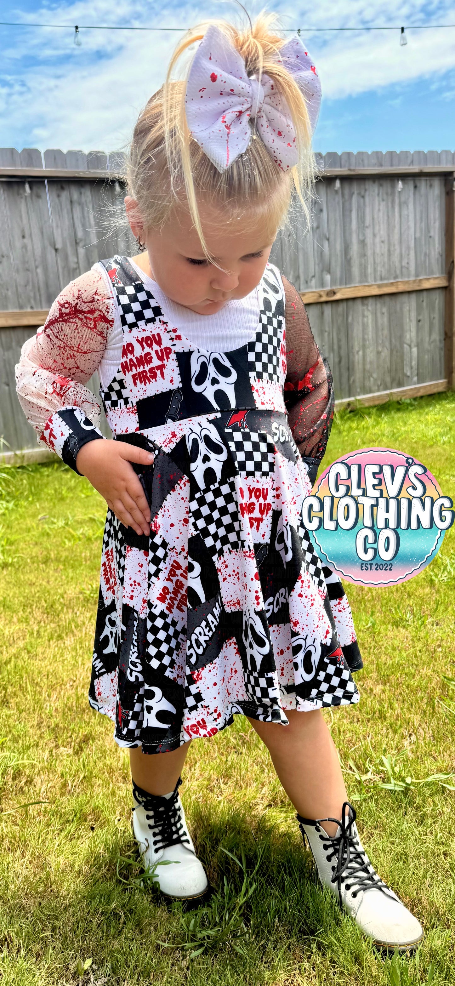 GHOST FACE PINAFORE DRESS PLUS MESH TOP