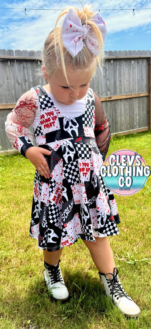GHOST FACE PINAFORE DRESS PLUS MESH TOP