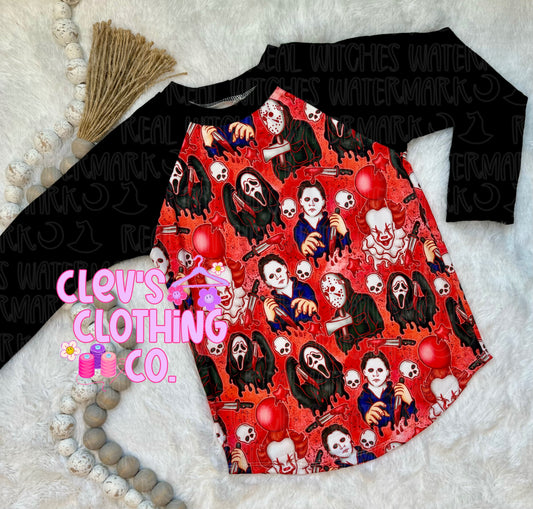 4T SPOOKY RED RAGLAN